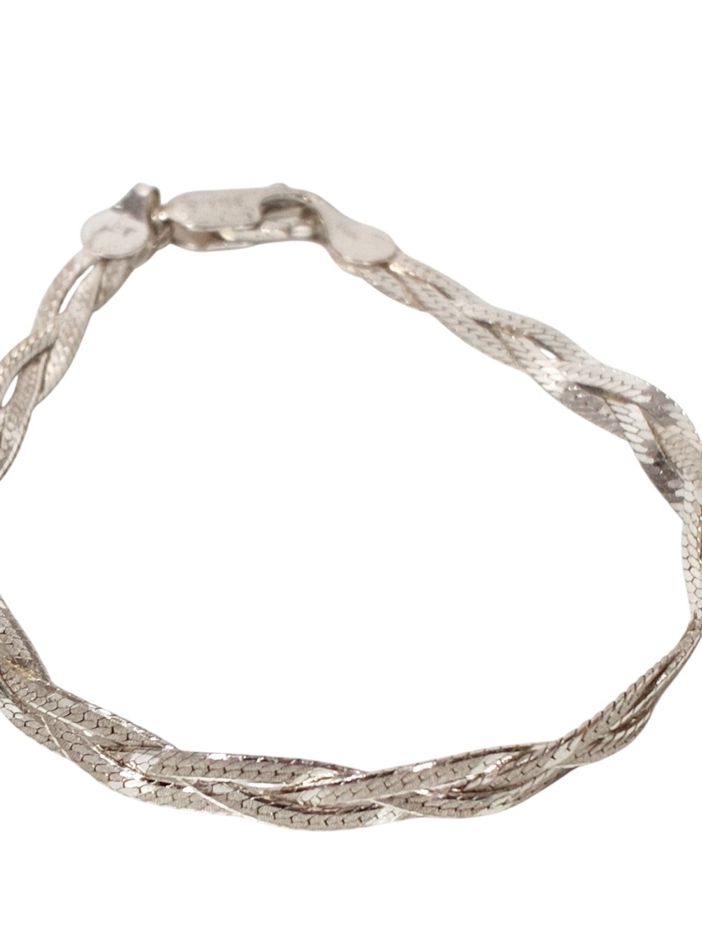 Vintage Sterling Silver Braided Twisted Herringbone Bracelet 6.75 Jewelry‎